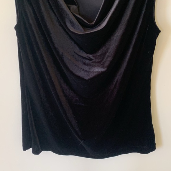 Lauren Ralph Lauren black velvety velour holiday sleeveless draped neck top SZ M - Picture 3 of 8